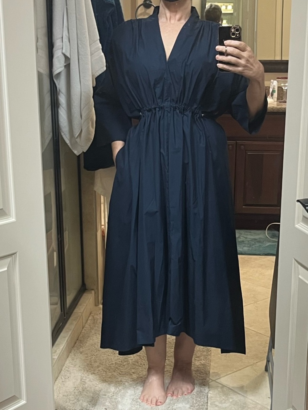 CARLA ROCKMORE • Everywhere Everyday Shirt Dress Extra Large dark blue